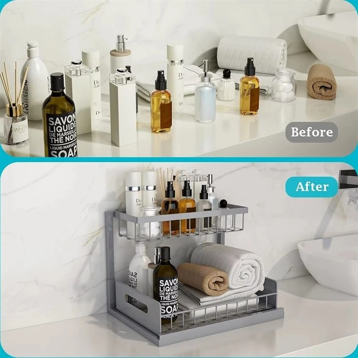 under kitchen sink storage rack